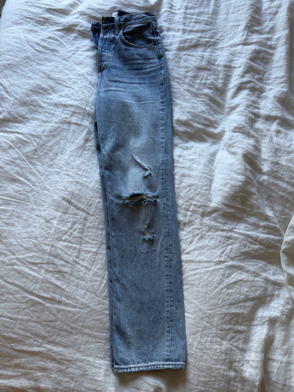 Denim Forum Joni High-Rise Light Blue Distressed Jeans